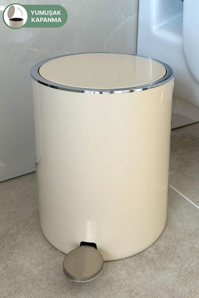 Prima Nova Lenox 5 Lt Pedallı Banyo Mutfak Ofis Çöp Kovası - Bej Outlet