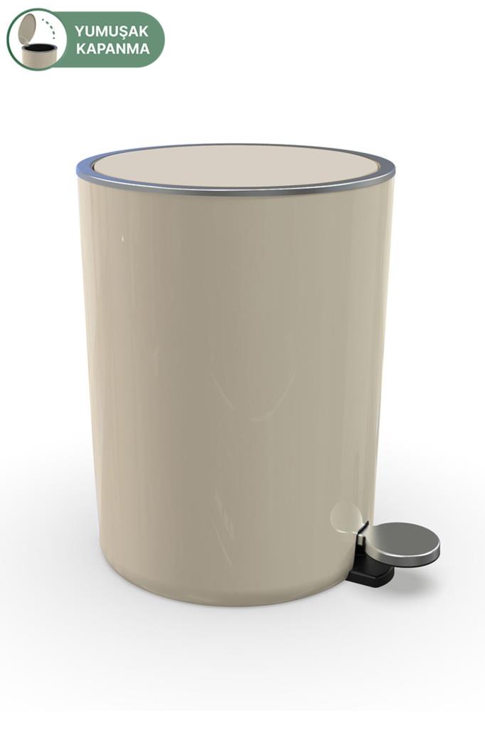 Prima Nova Lenox 5 Lt Pedallı Banyo Mutfak Ofis Çöp Kovası - Bej Outlet
