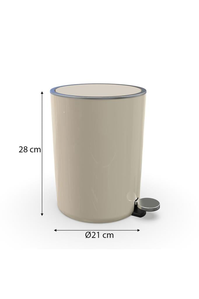 Prima Nova Lenox 5 Lt Pedallı Banyo Mutfak Ofis Çöp Kovası - Bej Outlet