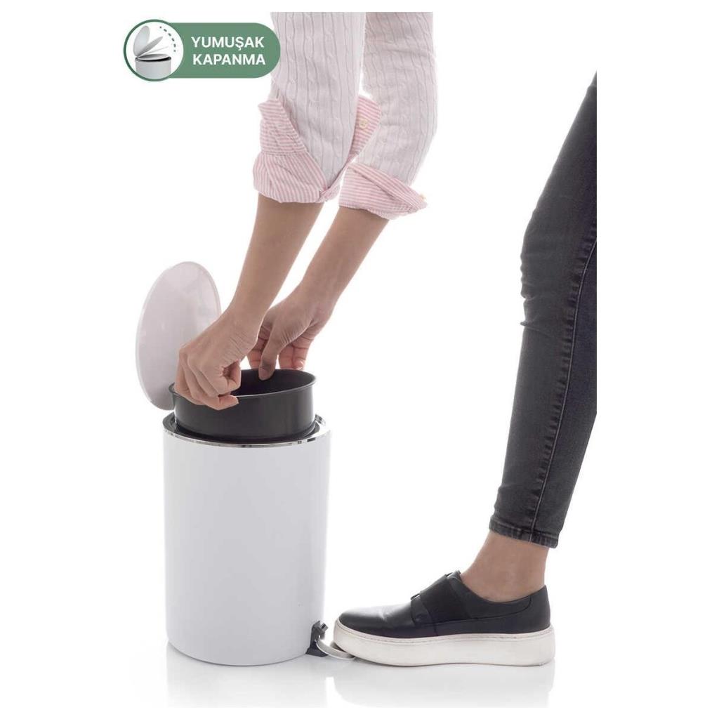 Primanova Lenox 5 lt Pedallı Çöp Kovası İç Kovalı
