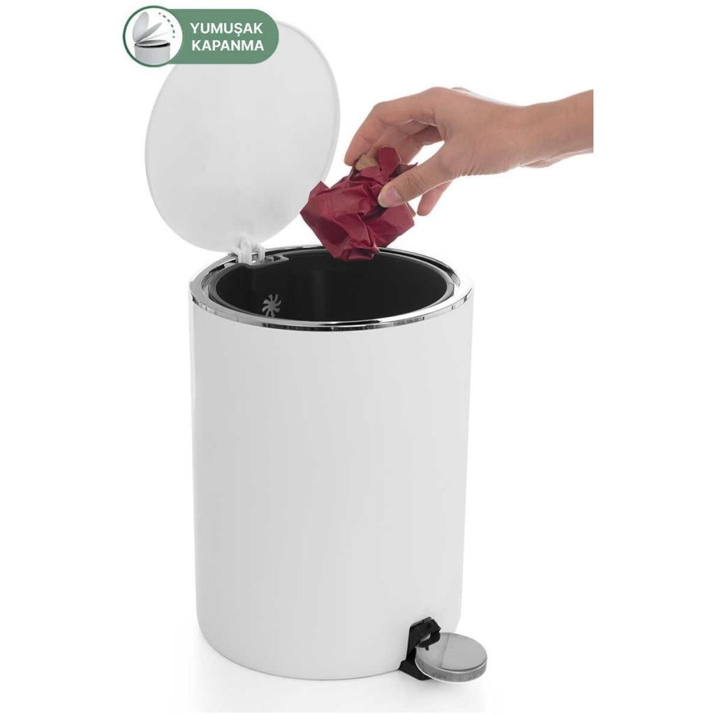Primanova Lenox 5 lt Pedallı Çöp Kovası İç Kovalı