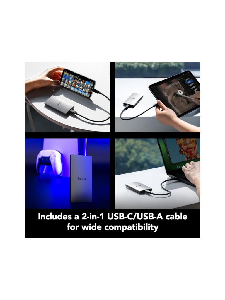 Lexar ES3 SSD 1TB USB Gen2 Taşınabilir SSD harici katı hal sürücüsü LES3XXX001T-RN SNG SIFIR