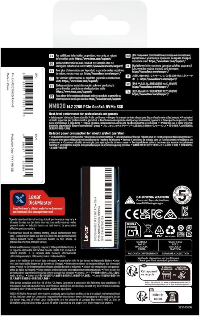 Lexar NM620 LNM620X512G-RNNNG PCI-Express 3.0 512 GB M.2 SSD Outlet