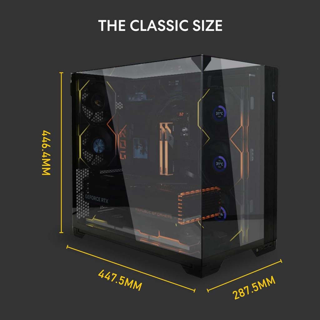 Lian Li O11 Vision Compact Fansız Siyah E-ATX Oyuncu Kasası - TESHİR