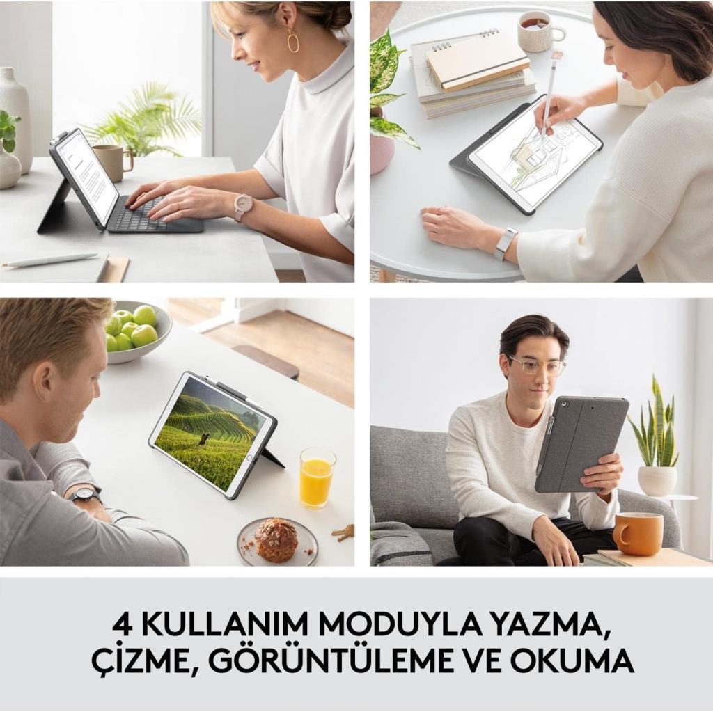 LOGITECH COMBO TOUCH DOKUNMATİK PANELLİ KLAVYELİ KILIF GRİ IPAD PRO 12.9 INC 5. GEN. 920-010186 - Teşhir