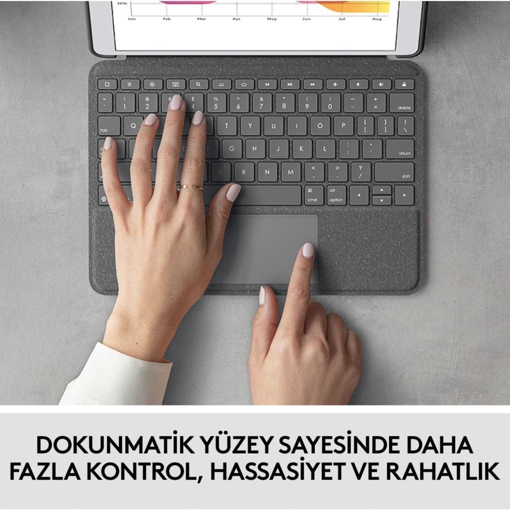 LOGITECH COMBO TOUCH DOKUNMATİK PANELLİ KLAVYELİ KILIF GRİ IPAD PRO 12.9 INC 5. GEN. 920-010186