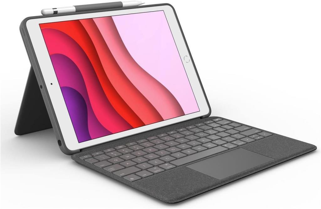 Logitech Combo Touch Klavyeli iPad Kılıfı, Ayrılabilir, Trackpad ve Smart Connector Özellikli, Arka Aydınlatma ve Destek Ayaklı Klavye, iPad 10.2 inç 7. 8. ve 9. Nesil ile Uyumlu, Gri Outlet