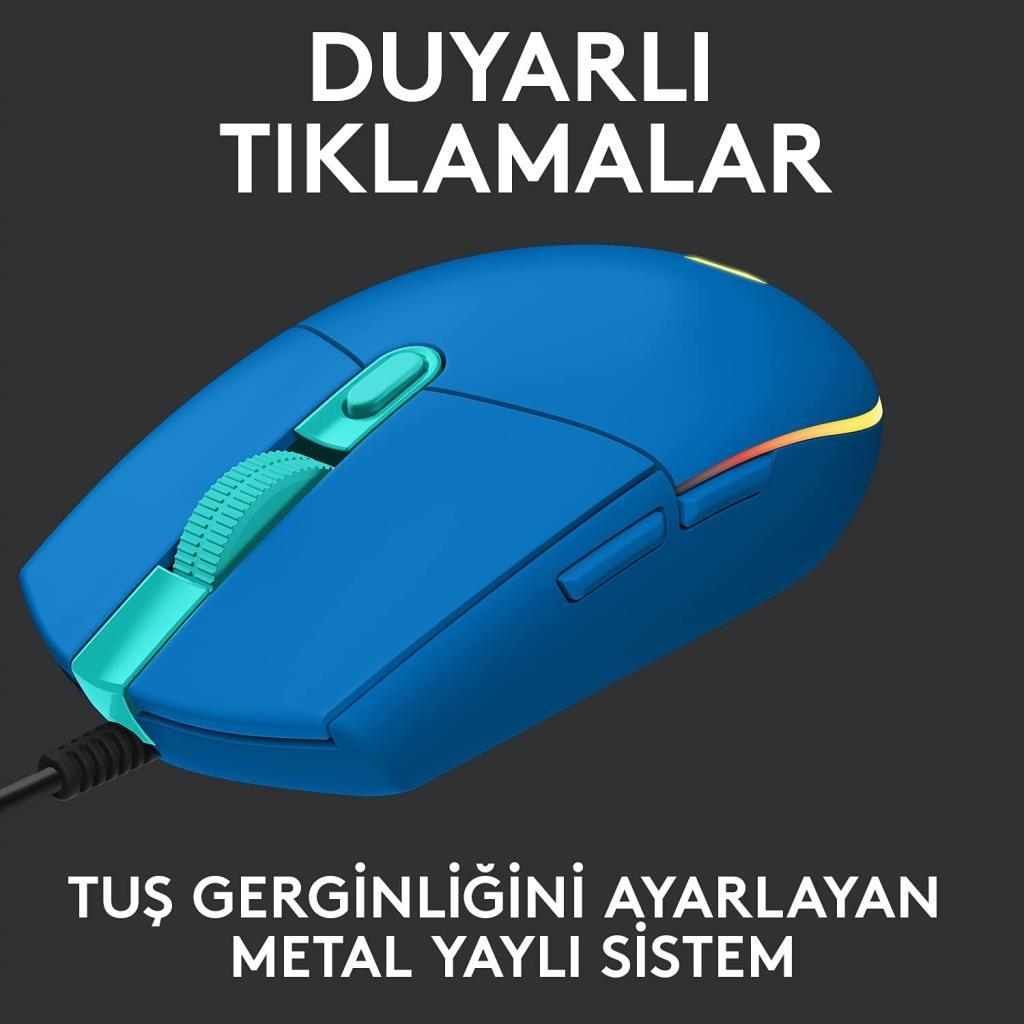 Logitech G102 910-005801 Mavi Lightsync Optik Kablolu Oyuncu Mouse Outlet