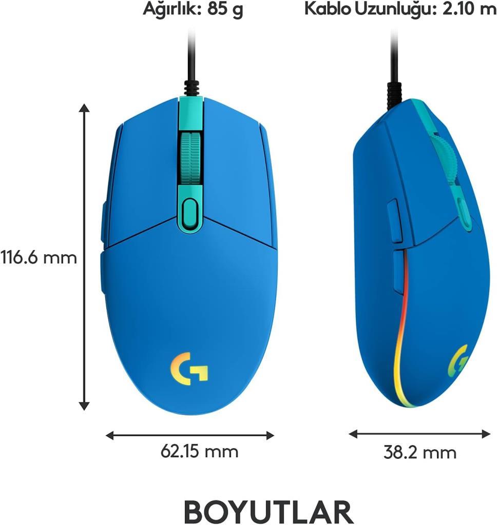 Logitech G102 910-005801 Mavi Lightsync Optik Kablolu Oyuncu Mouse Teşhir