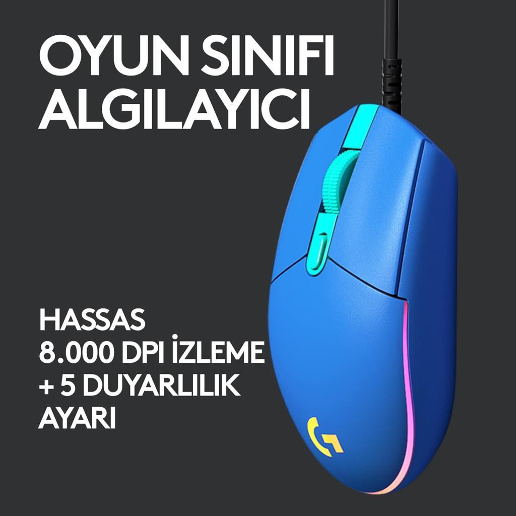 Logitech G102 910-005801 Mavi Lightsync Optik Kablolu Oyuncu Mouse Teşhir