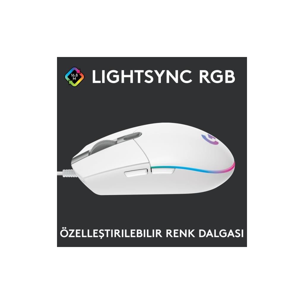 Logitech G102 910-005824 Beyaz Lightsync Optik Kablolu Oyuncu Mouse Teşhir