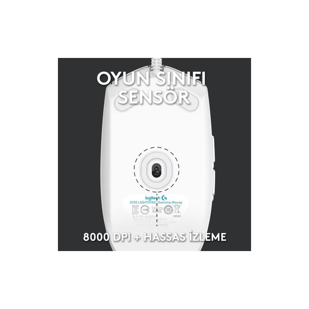 Logitech G102 910-005824 Beyaz Lightsync Optik Kablolu Oyuncu Mouse Teşhir