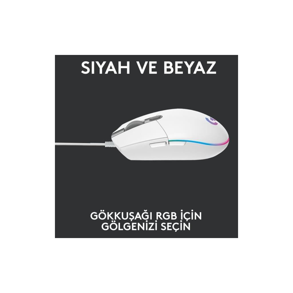 Logitech G102 910-005824 Beyaz Lightsync Optik Kablolu Oyuncu Mouse Teşhir