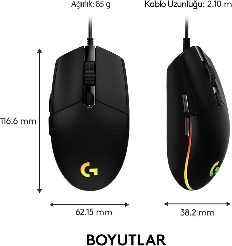 Logitech G102 910-005823 Siyah Lightsync Optik Kablolu Oyuncu Mouse Outlet