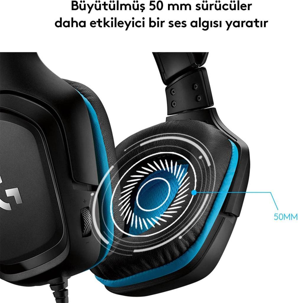 Logitech G432 7.1 981-000770 Kablolu Mikrofonlu Kulak Üstü Oyuncu Kulaklığı - Teşhir