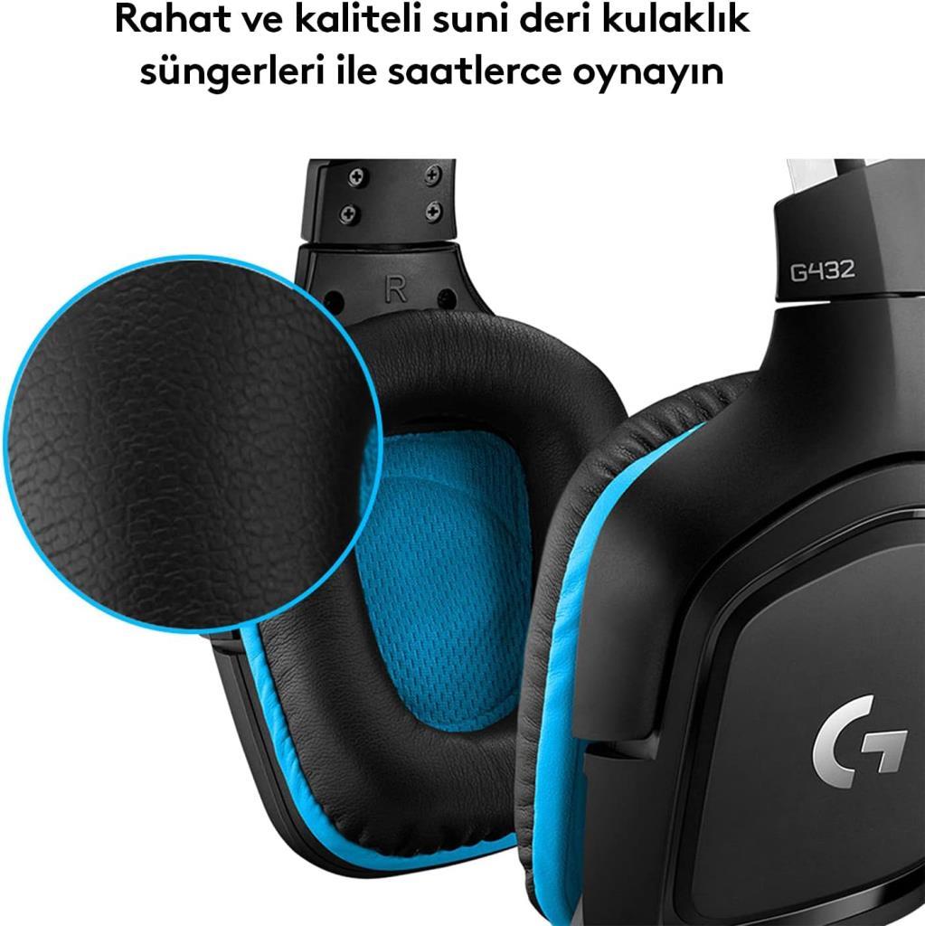 Logitech G432 7.1 981-000770 Kablolu Mikrofonlu Kulak Üstü Oyuncu Kulaklığı - Teşhir