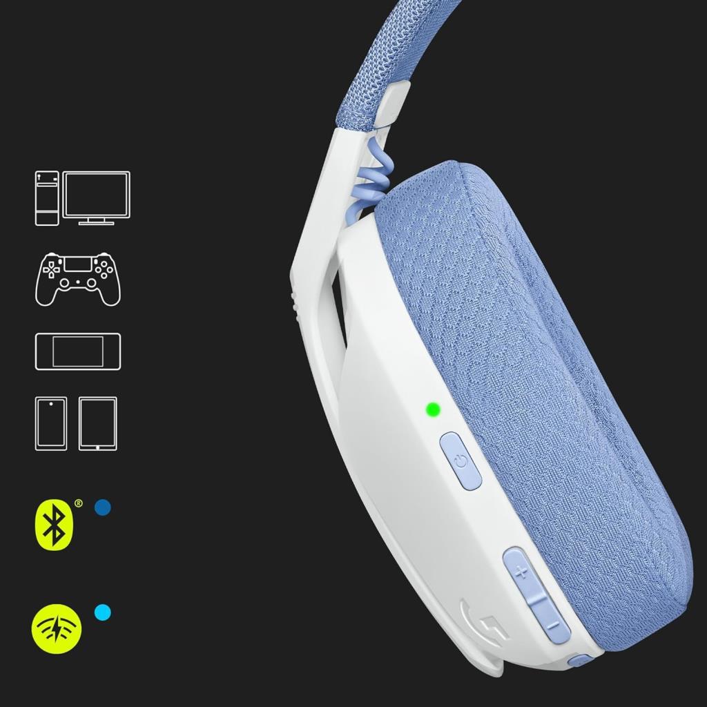 سماعة الألعاب اللاسلكية Logitech G435 Lightspeed White مع ميكروفون - شاشة