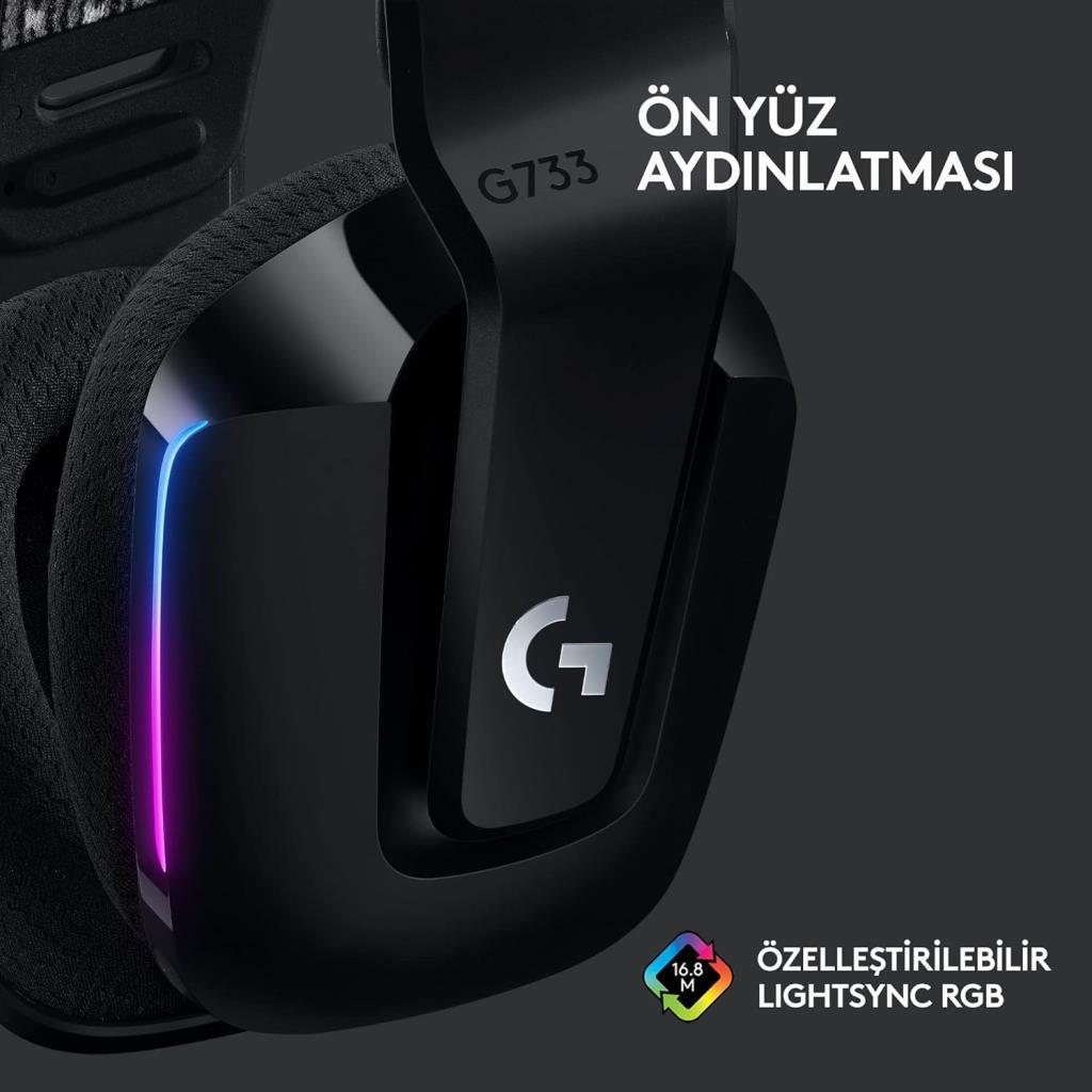 Logitech G733 7.1 981-000864 Siyah Kablosuz Mikrofonlu Kulak Üstü Oyuncu Kulaklığı Outlet