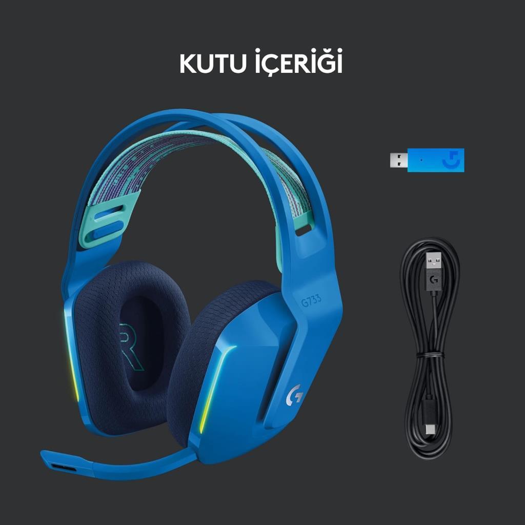 Logitech G733 7.1 981-000943 Blue Wireless Over-Ear Gaming Headset with Microphone - Display Model