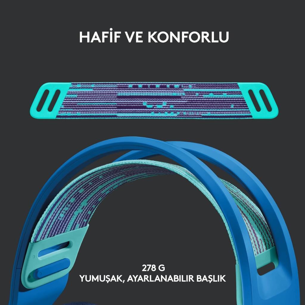 Logitech G733 7.1 981-000943 Mavi Kablosuz Mikrofonlu Kulak Üstü Oyuncu Kulaklığı - Outlet