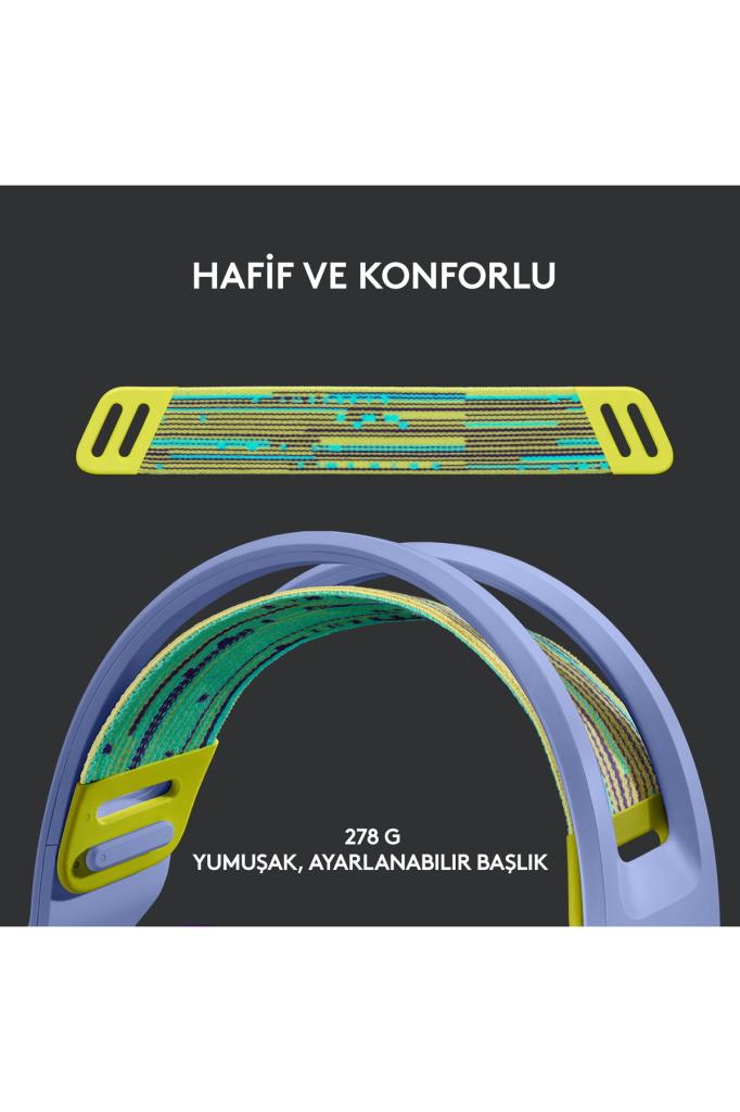 Logitech G733 Lightspeed Lila RGB 7.1 Kablosuz Kulak Üstü Oyuncu Kulaklığı Outlet