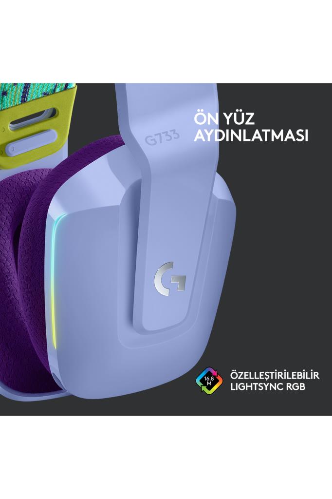 Logitech G733 Lightspeed Lila RGB 7.1 Kablosuz Kulak Üstü Oyuncu Kulaklığı Outlet