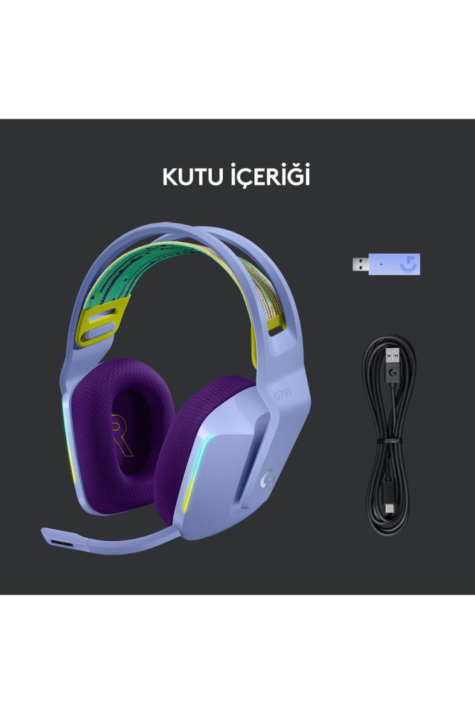 Logitech G733 Lightspeed Lila RGB 7.1 Kablosuz Kulak Üstü Oyuncu Kulaklığı Outlet