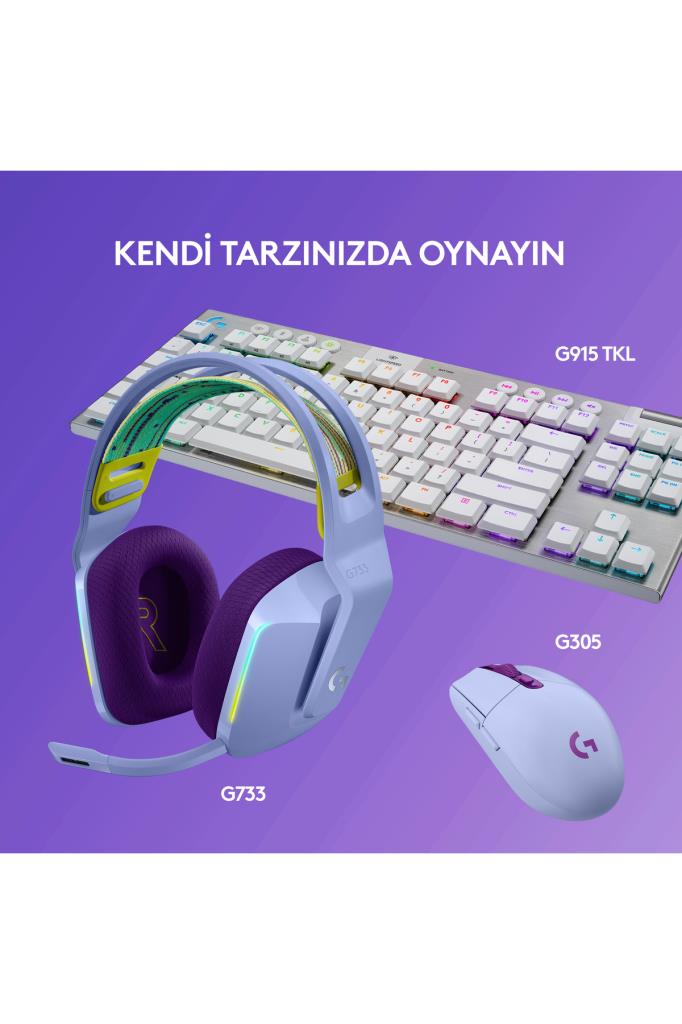 Logitech G733 Lightspeed Lila RGB 7.1 Kablosuz Kulak Üstü Oyuncu Kulaklığı Outlet