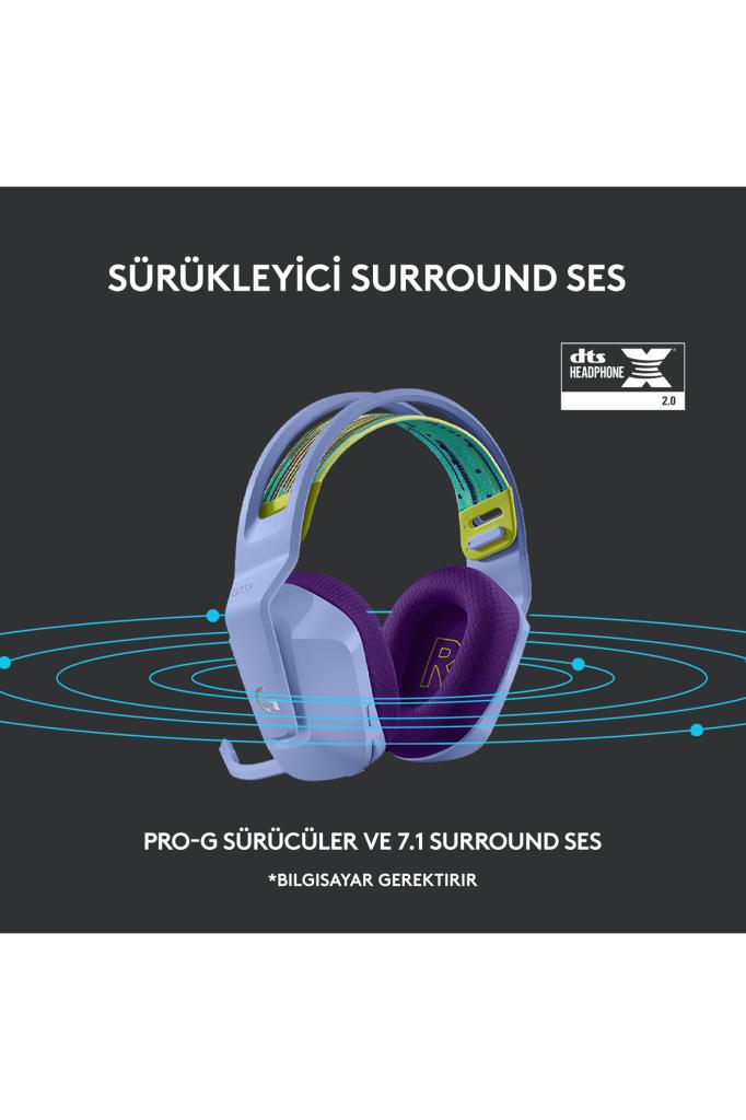 Logitech G733 Lightspeed Lila RGB 7.1 Kablosuz Kulak Üstü Oyuncu Kulaklığı Outlet