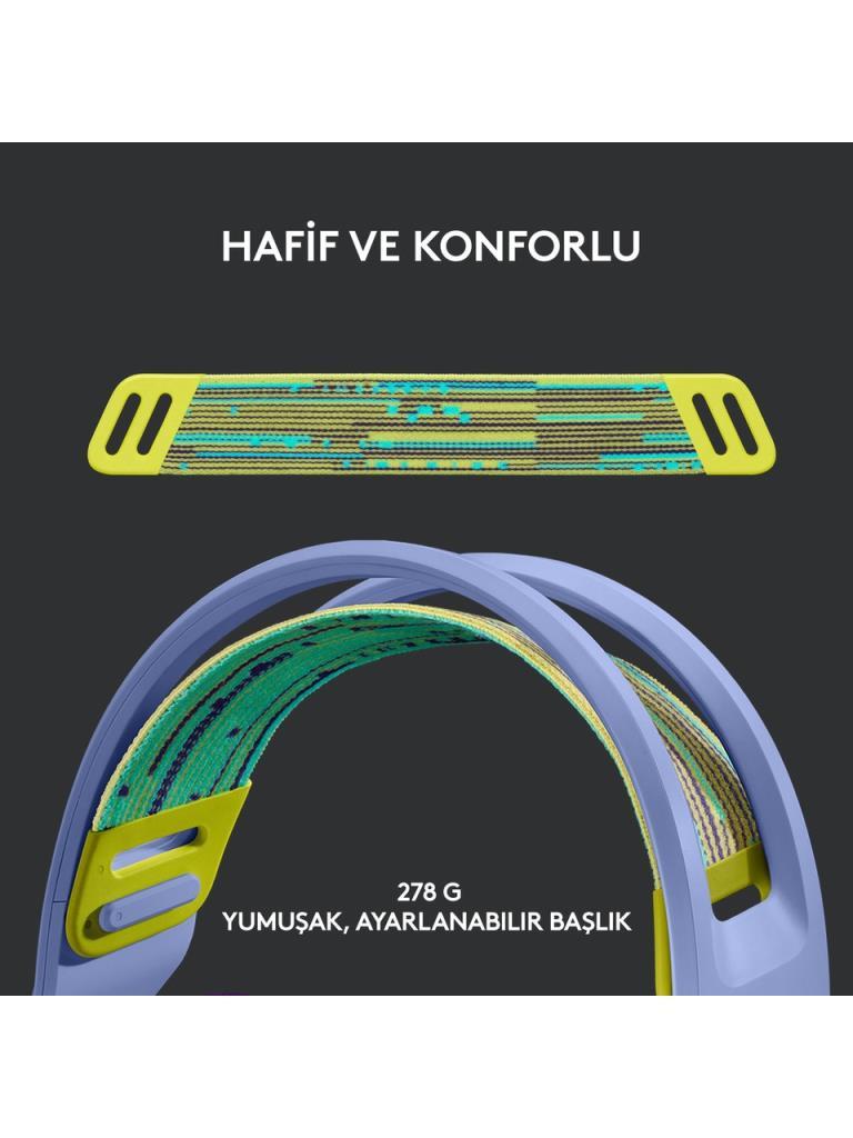 Logitech G733 Lightspeed Lila RGB 7.1 Kablosuz Kulak Üstü Oyuncu Kulaklığı Teşhir