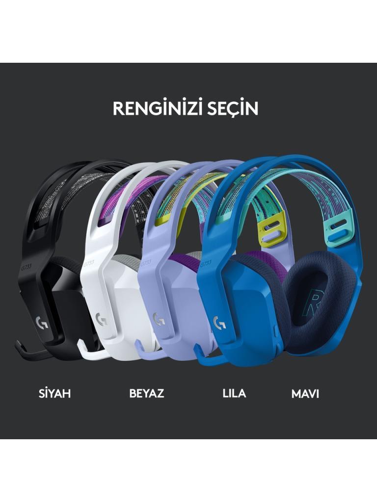 Logitech G733 Lightspeed Lilac RGB 7.1 Wireless Over-Ear Gaming Headset Display