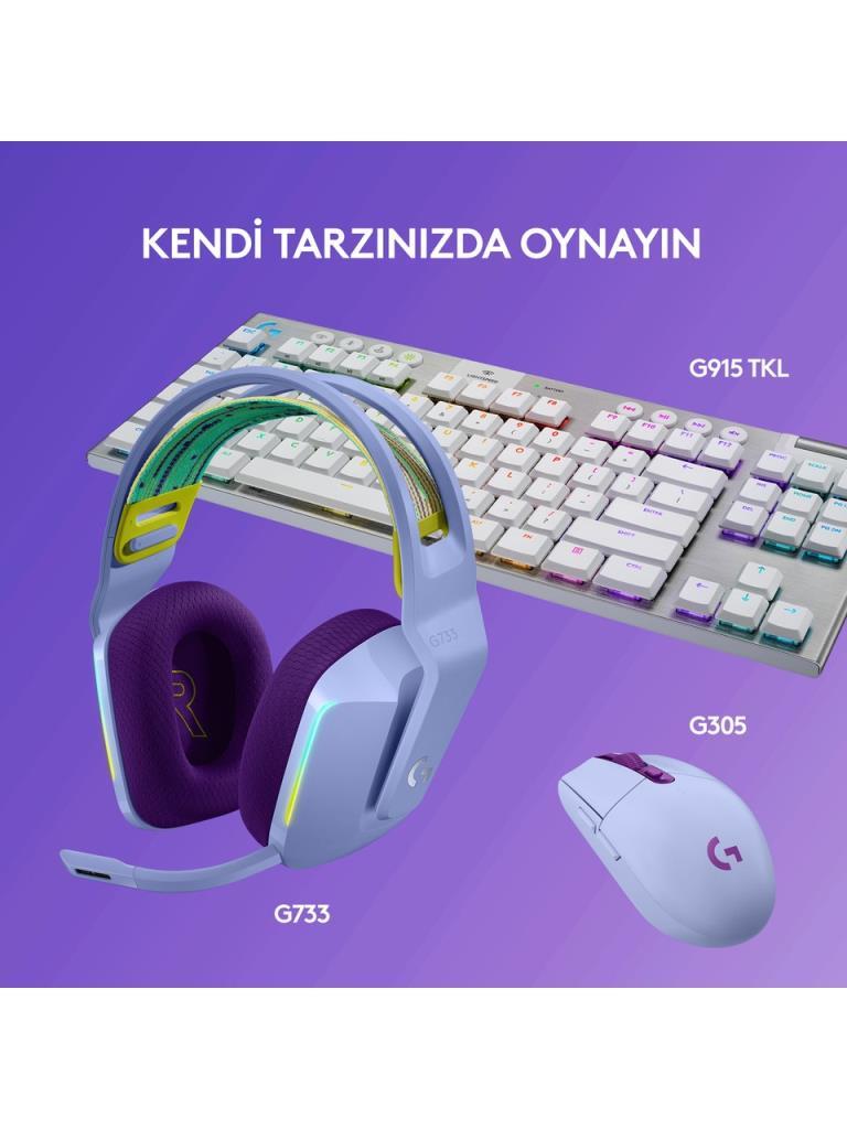 Logitech G733 Lightspeed Lilac RGB 7.1 Wireless Over-Ear Gaming Headset Display