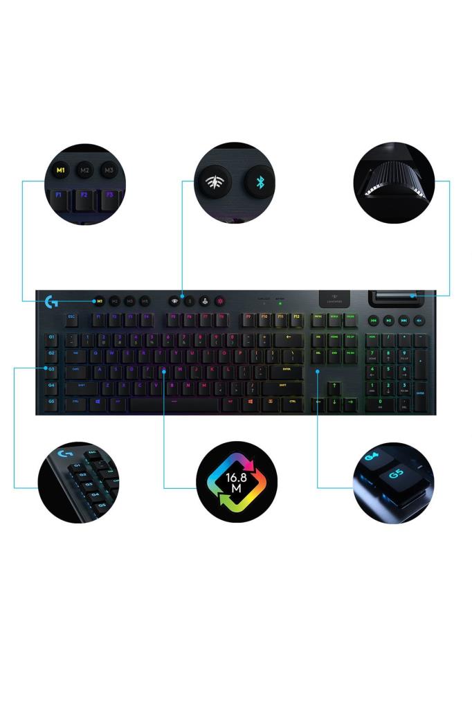 Logitech G915 920-009111 RGB Clicky Switch Kablosuz Mekanik Oyuncu Klavyesi