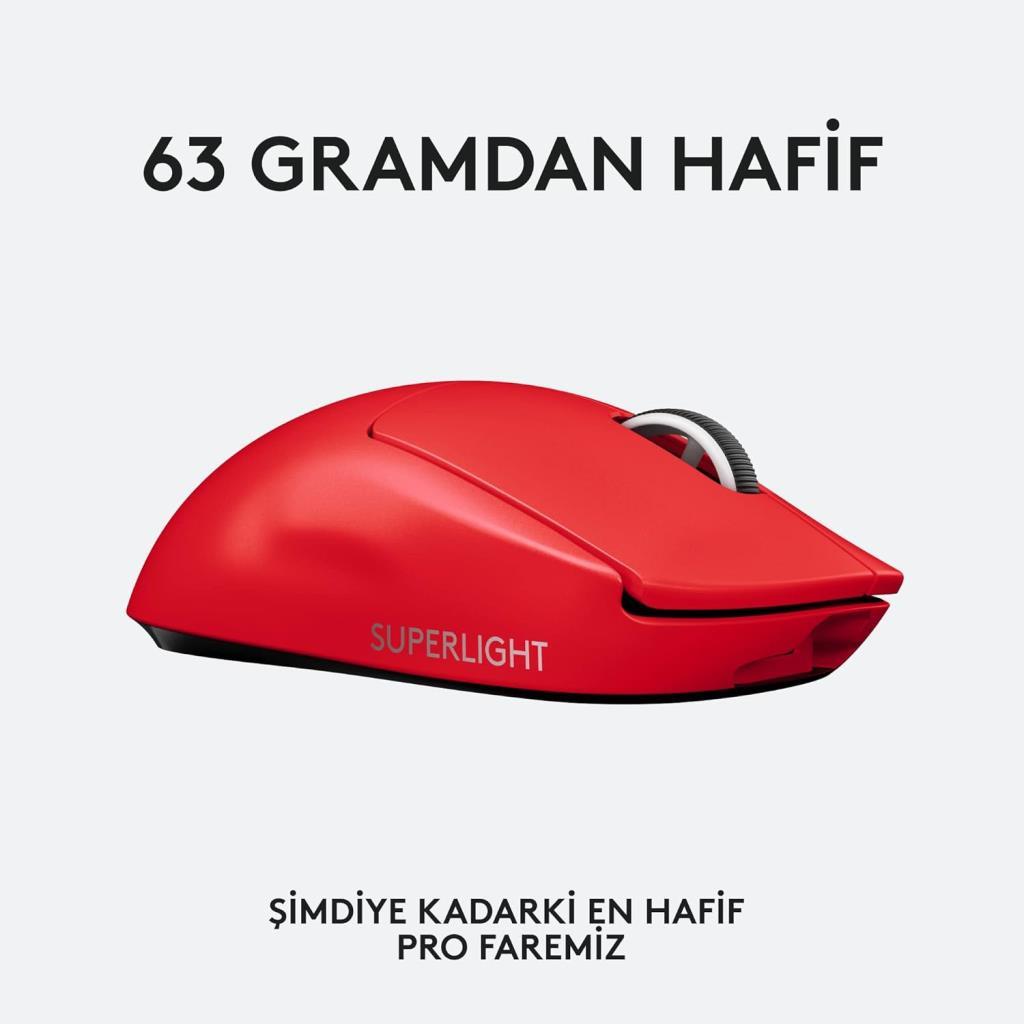 Logitech G PRO X Superlight Hero Kırmızı Kablosuz Oyuncu Mouse Teşhir