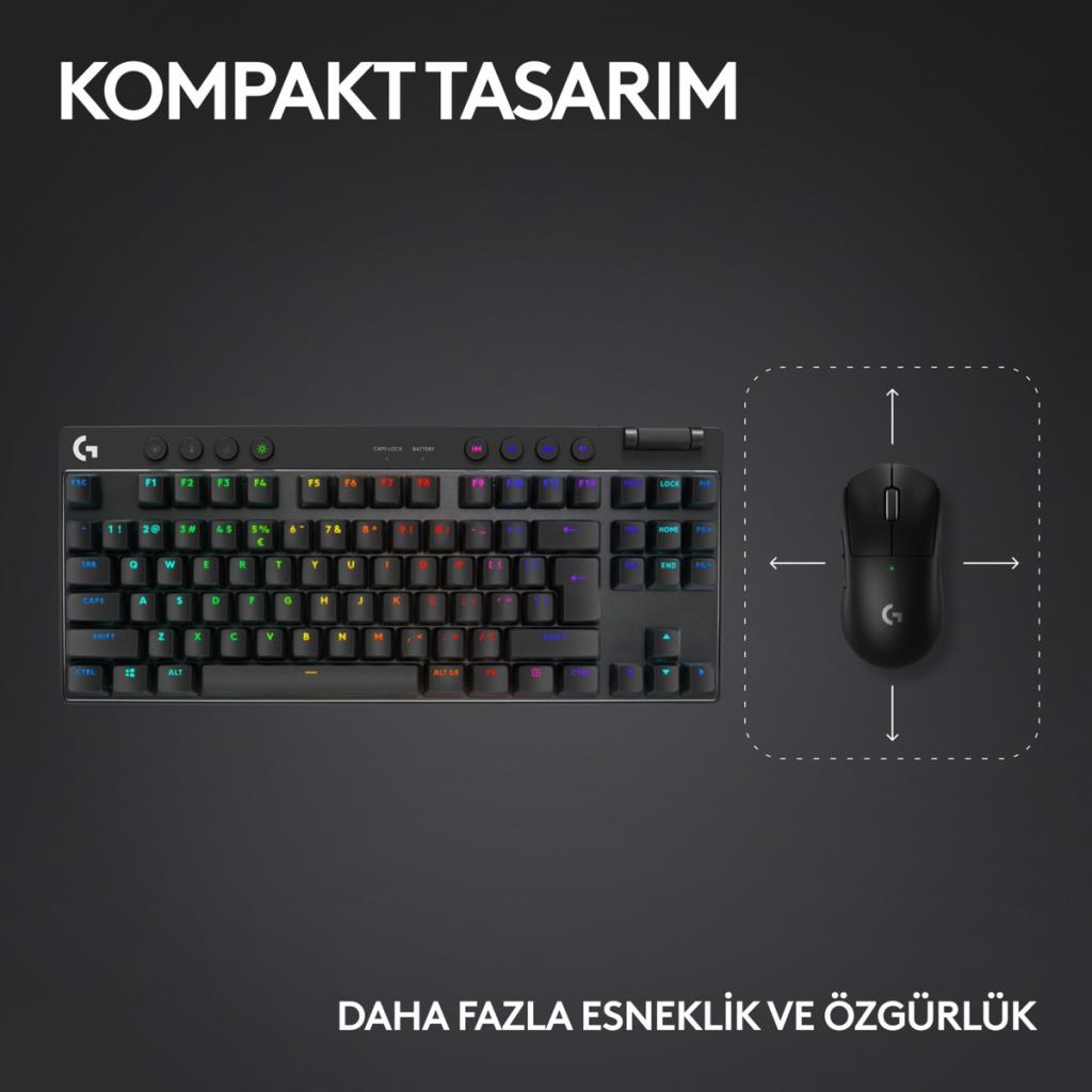 Logitech G Pro X TKL 920-012136 Siyah RGB Tactile Switch Kablolu/Kablosuz Mekanik Oyuncu Klavyesi Teşhir