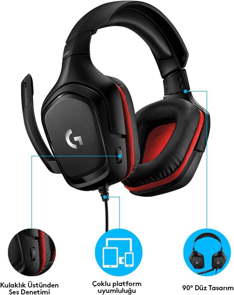 Logitech G332 Kablolu Gaming Oyuncu Kulaklığı, Stereo Ses