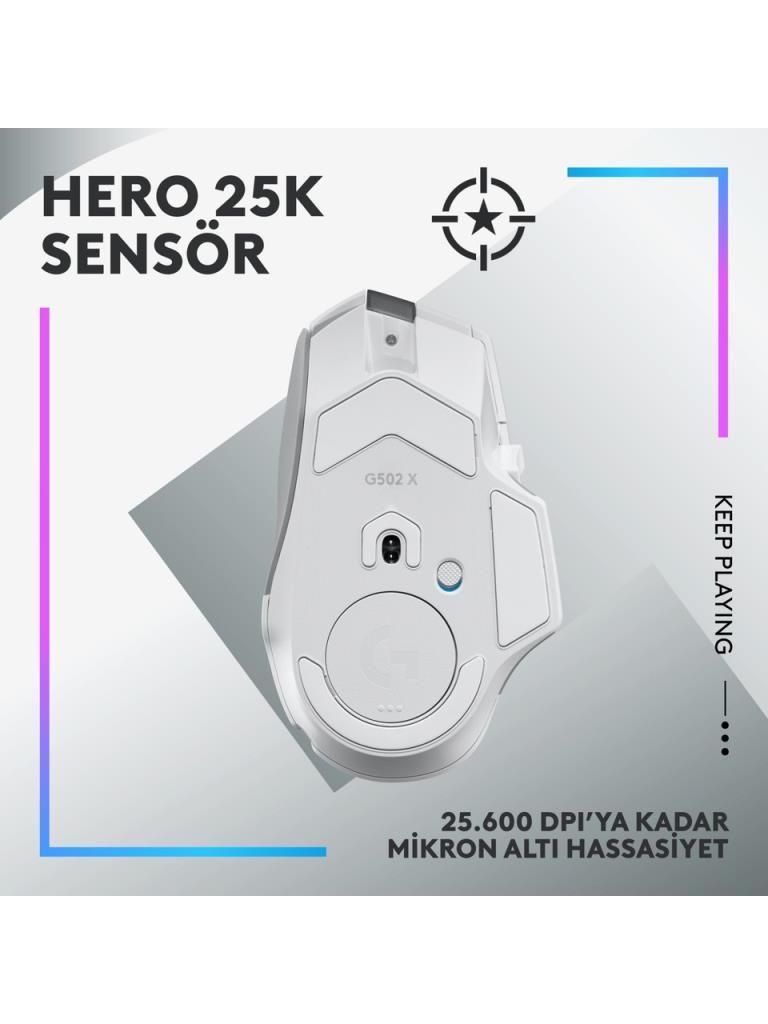 Logitech G502 X Plus 910-006172 Beyaz Lightspeed Hero Şarjlı Optik Kablosuz Oyuncu Mouse
