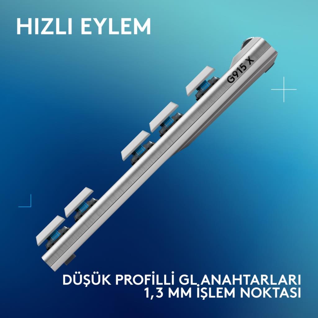 Logitech G915 X Lightspeed TKL 920-012737 Beyaz RGB Tactile Switch Kablolu/Kablosuz Mekanik Oyuncu Klavyesi Teşhir