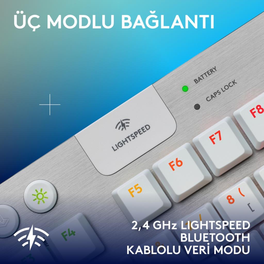 Logitech G915 X Lightspeed TKL 920-012737 Beyaz RGB Tactile Switch Kablolu/Kablosuz Mekanik Oyuncu Klavyesi Teşhir