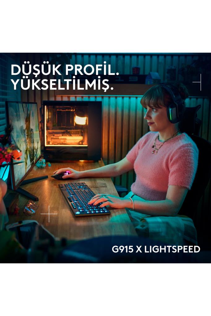 Logitech G915 X Lightspeed 920-012676 RGB Tactile Switch Kablolu/Kablosuz Mekanik Oyuncu Klavyesi - OUTLET