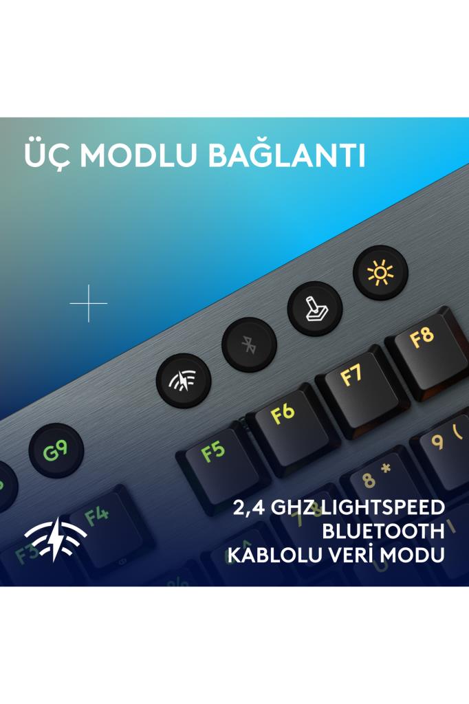 Logitech G915 X Lightspeed 920-012676 RGB Tactile Switch Kablolu/Kablosuz Mekanik Oyuncu Klavyesi - OUTLET