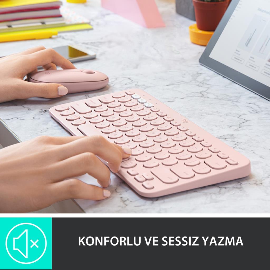 Logitech K380 920-010067 Pembe TKL Q Kablosuz Klavye