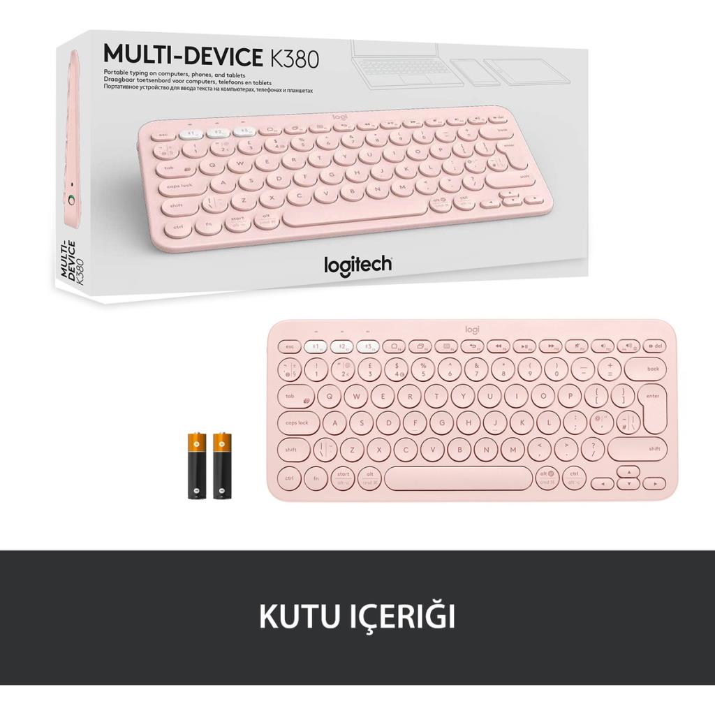 Logitech K380 920-010067 Pembe TKL Q Kablosuz Klavye