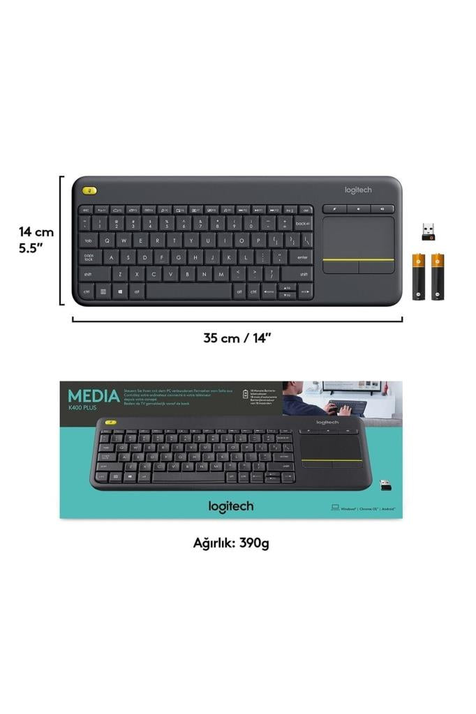 Logitech K400 Plus 920-007149 Siyah Q Kablosuz Klavye Teşhir
