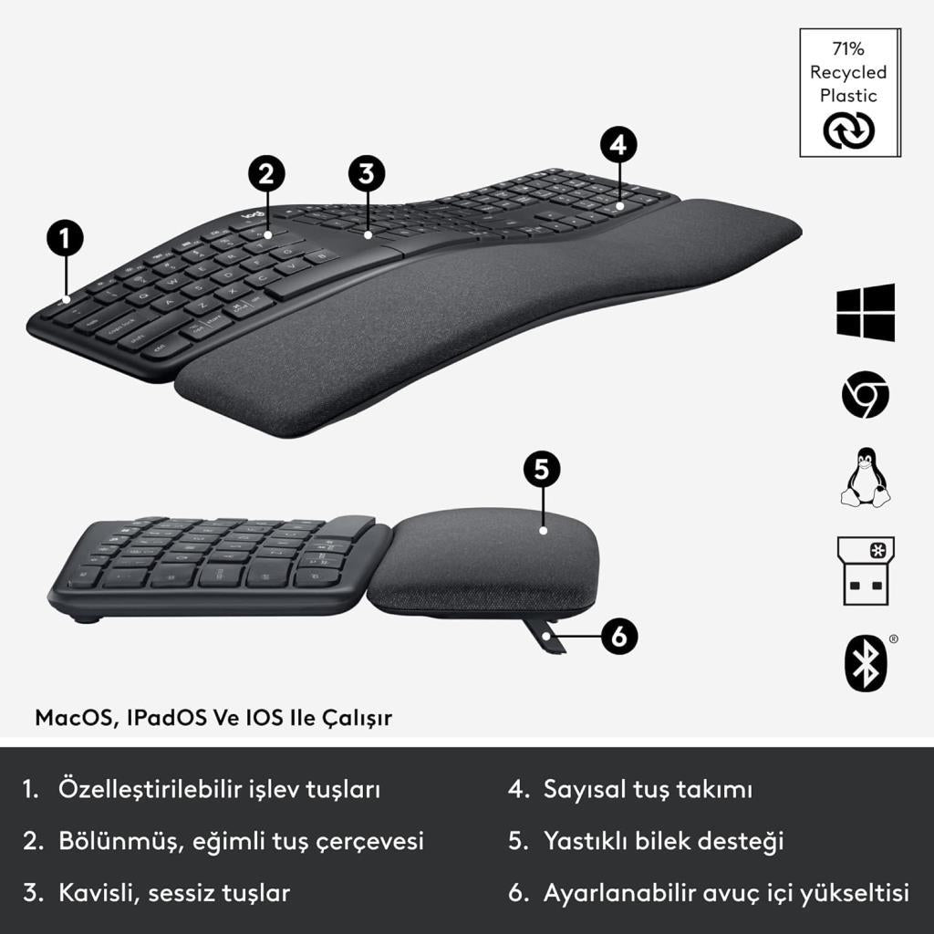 Logitech Ergo K860 920-010109 Q Bluetooth Klavye - outlet