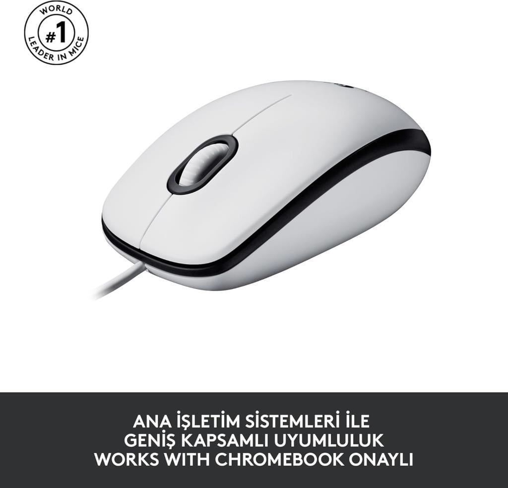 Logitech M100 910-006764 Beyaz Optik Kablolu Mouse - Teşhir