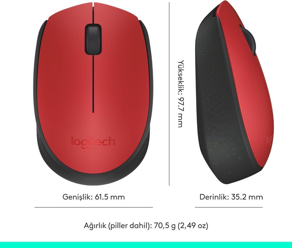 Logitech M171 910-004641 Kırmızı Optik Kablosuz Mouse Teşhir