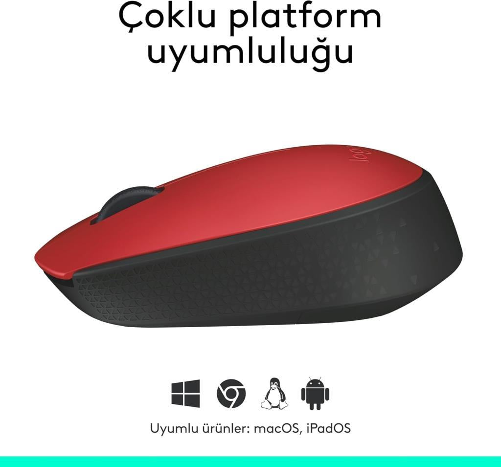Logitech M171 910-004641 Kırmızı Optik Kablosuz Mouse Teşhir