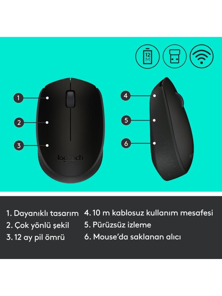Logitech M171 910-004424 Siyah Optik Kablosuz Mouse Teşhir