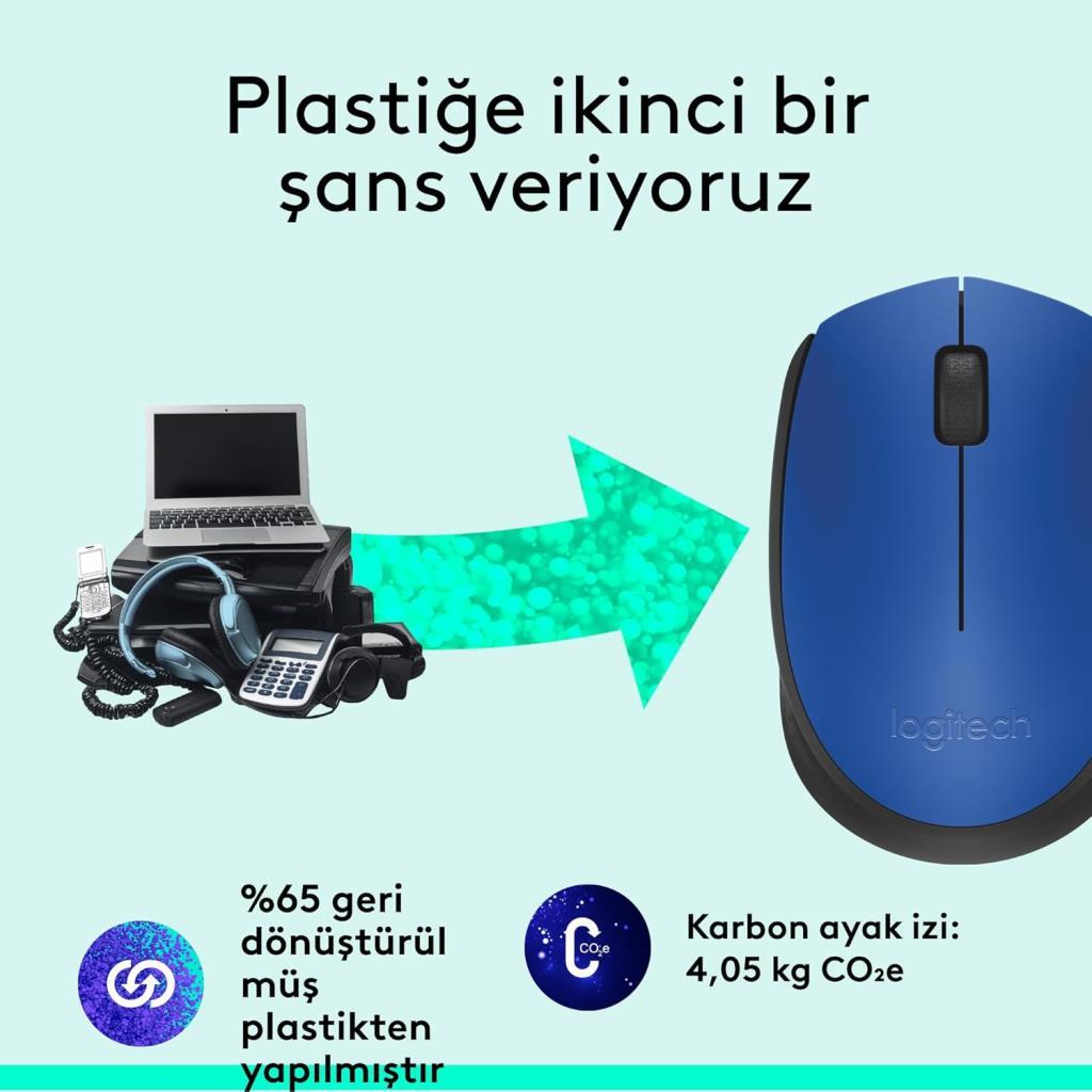 Logitech M171 910-004640 Mavi Optik Kablosuz Mouse Outlet